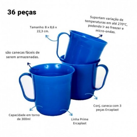 Kit 5 Conjuntos De Caneca Lisa Pacote Com 6 Peças 300Ml