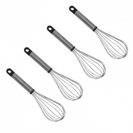 Kit 4 Batedor de Claras Fouet Manual Aço Inox 19 CM Atacado