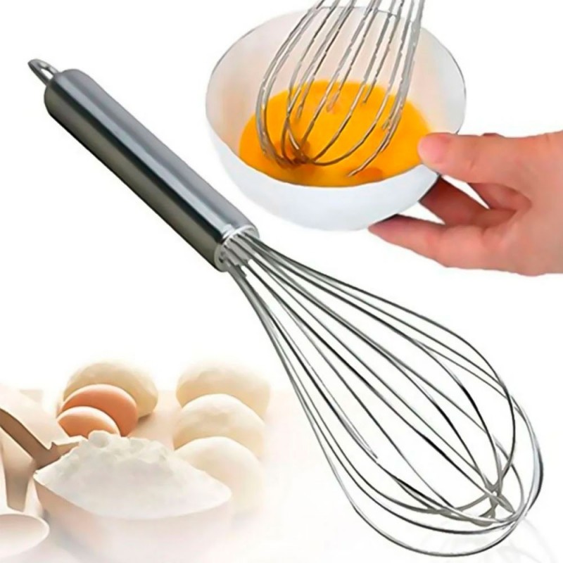 Kit 4 Batedor de Claras Fouet Manual Aço Inox 19 CM Atacado