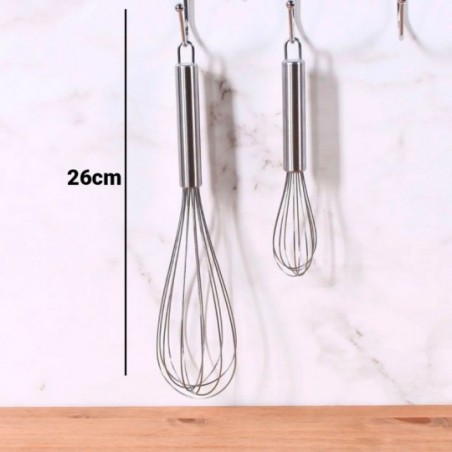 Kit 3 Batedor de Claras Fouet Manual Aço Inox 26 CM Atacado