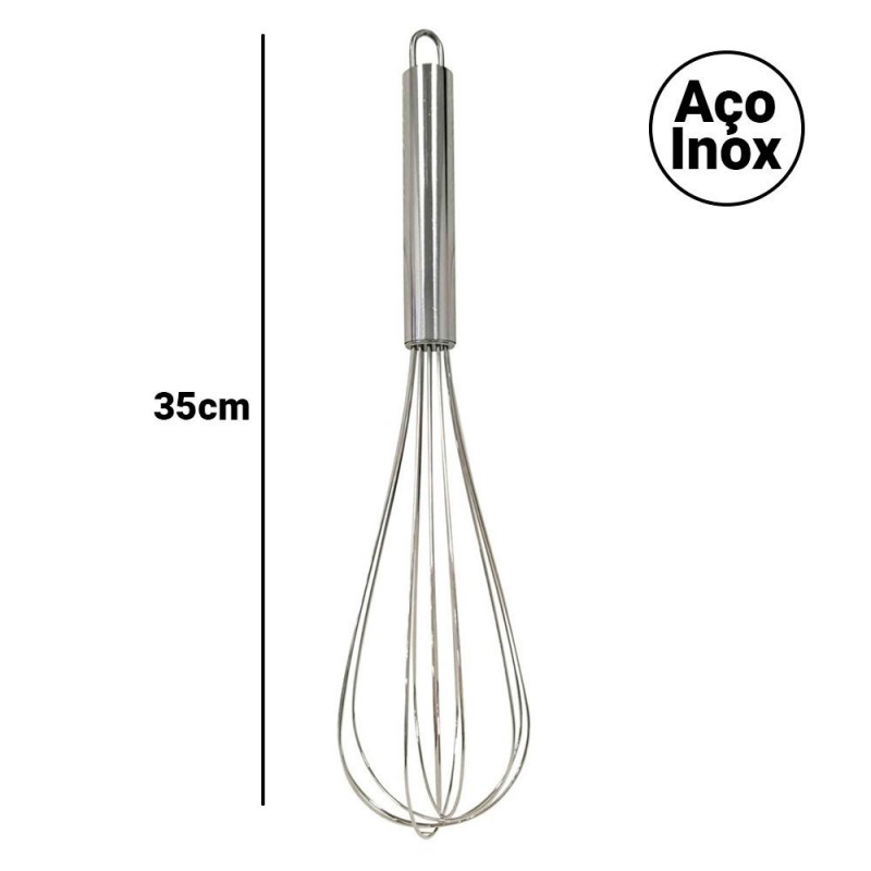 Kit 2 Fouet Batedor De Claras Manual Aço Inox Colorido