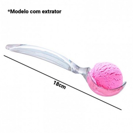 Kit 3 Colheres de Sorvete C/ Extrator Plástico 18 CM