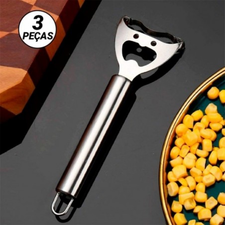Kit 3 Descascador Fatiador De Alimentos E Abridor Atacado