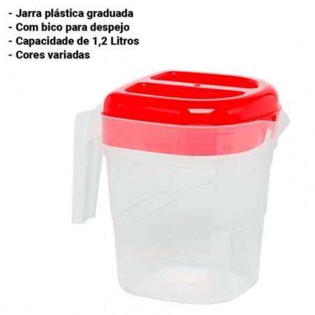 Kit 3 Jarra Plástica Graduada Bico Despejo Com 1,2 L Jaguar