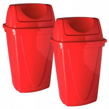 Kit 2 Lixeira Plástica Com Tampa Basculante Vermelha 9L