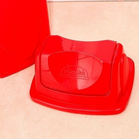 Kit 2 Lixeira Plástica Com Tampa Basculante Vermelha 9L