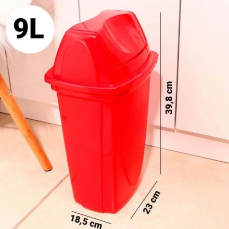 Kit 2 Lixeira Plástica Com Tampa Basculante Vermelha 9L