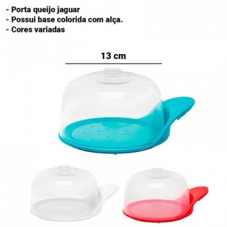 Kit 3 Queijeira Porta Queijo Tampa Plástico Jaguar Atacado