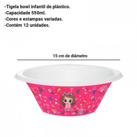 Kit 6 Tigelas Bowl Infantil Plástico Estampada 550ml Jaguar