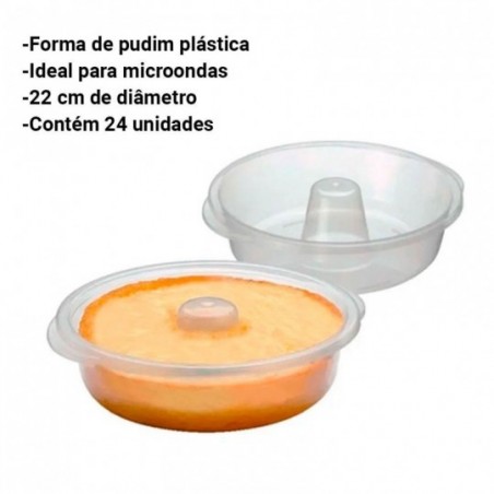 Kit 4 Formas de Pudim Plástica P/ Microondas 22 Cm Atacado