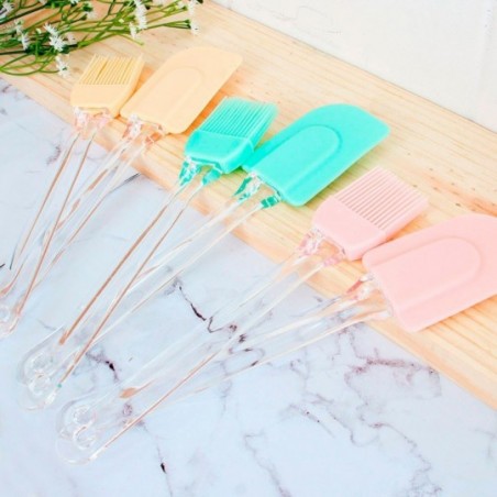 Kit 2 Conjunto Espátula Silicone Pão Duro + Pincel Culinário