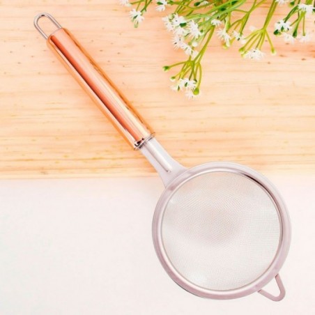 Kit 2 Peneiras Coador Aço Inox Rose Gold 24 Cm