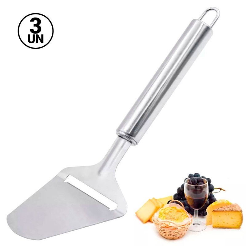 Kit 3 Plaina Cortador Queijo Fatiador Queijo Aço Inox 23 Cm