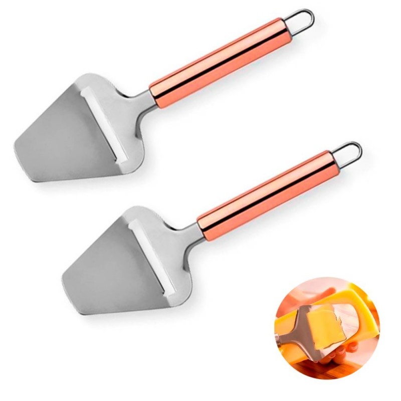 Kit 3 Plaina Cortador Queijo Fatiador Rose Gold 20 Cm