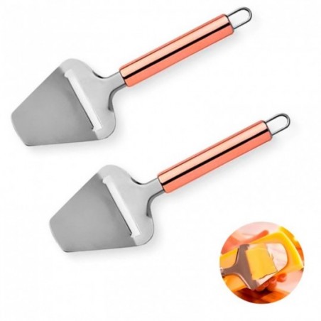 Kit 3 Plaina Cortador Queijo Fatiador Rose Gold 20 Cm
