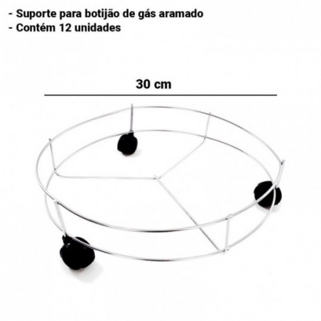 Kit 2 Suporte Botijão De Gás Aramado Cromado Com Rodinhas