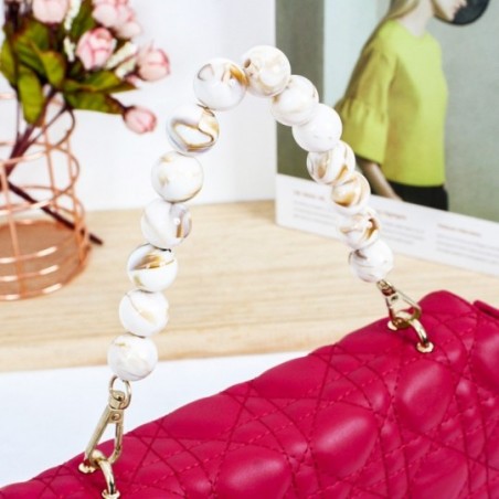 Bolsa Feminina Luxo Estruturada Transversal C/ Alça Pérolas
