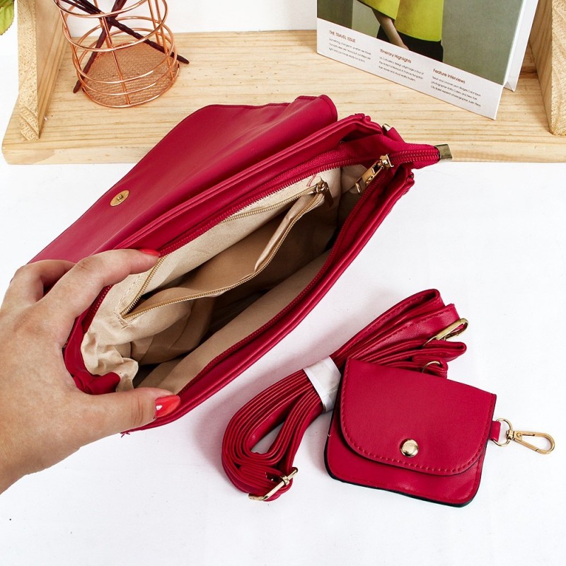 Bolsa Feminina Luxo Estruturada Transversal C/ Alça Pérolas