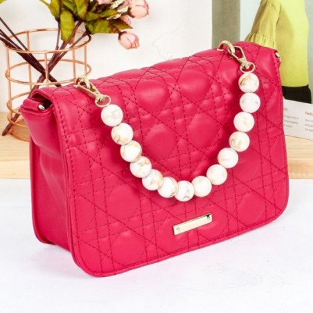Bolsa Feminina Luxo Estruturada Transversal C/ Alça Pérolas