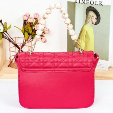Bolsa Feminina Luxo Estruturada Transversal C/ Alça Pérolas