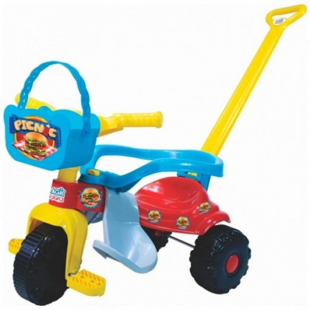 Triciclo Passeio Velotrol Infantil Meninos Picniz Azul Com Aro