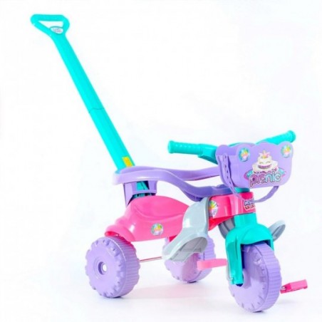 Triciclo Passeio Velotrol Infantil Meninos Picniz Rosa Com Aro