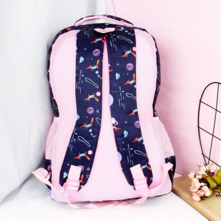 Mochila Feminina Escolar Universitária Estampada C/Bolsos