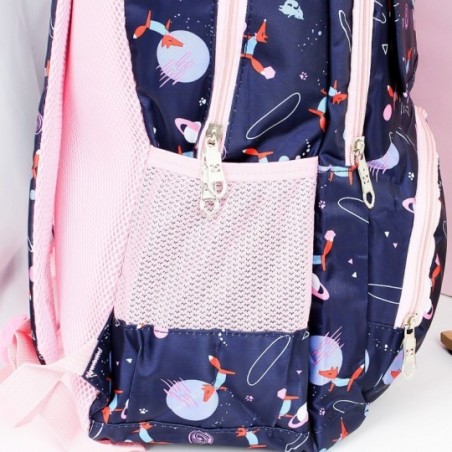 Mochila Feminina Escolar Universitária Estampada C/Bolsos