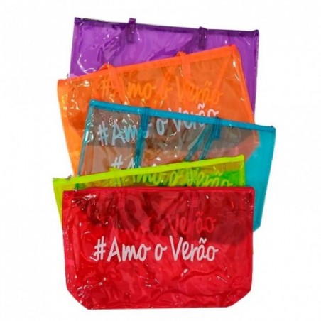 Bolsa Sacola Feminina De Praia Com Necessaire Amo O Verão