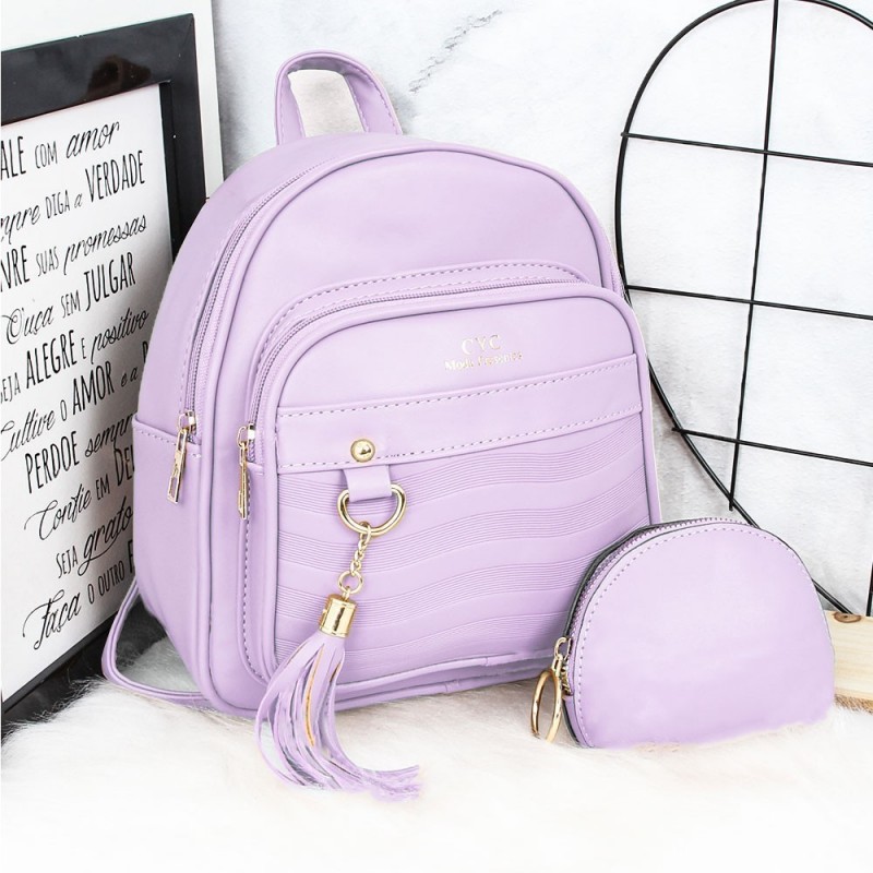 Mini Mochila Feminina Com Bolsos + Porta Moedas Para Revenda