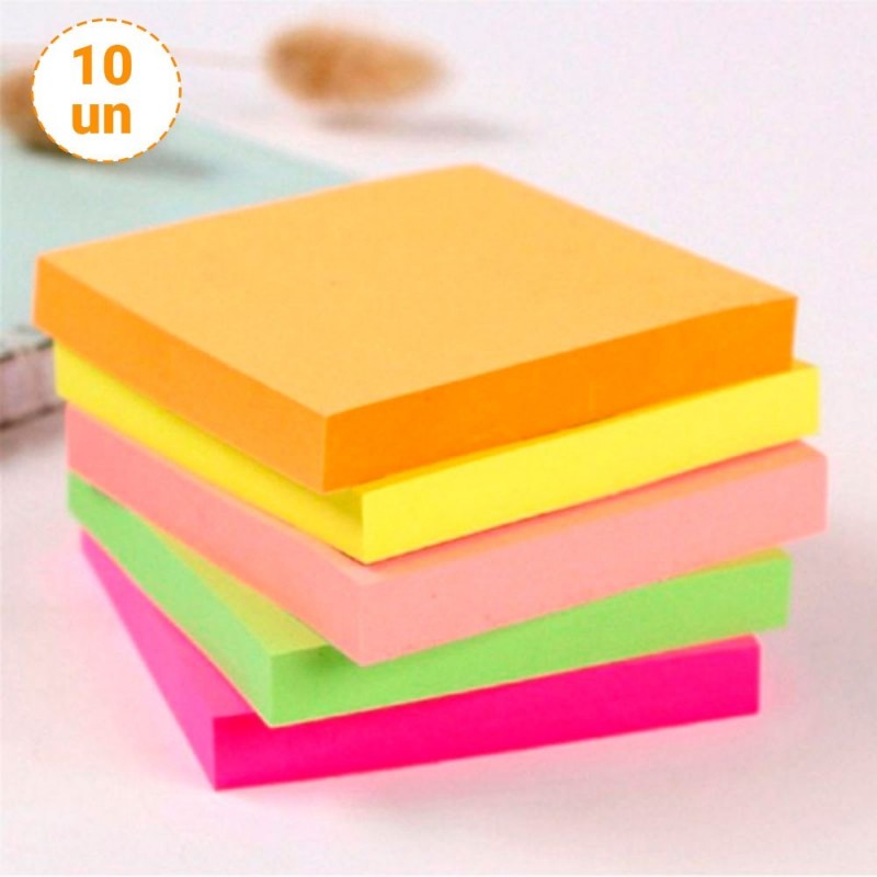 Kit 10 Blocos De Nota Adesivo 76x76mm  