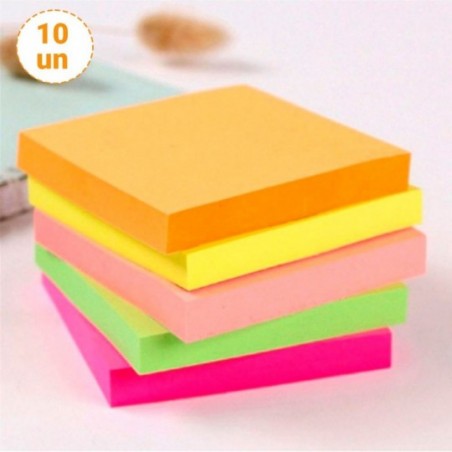 Kit 10 Blocos De Nota Adesivo 76x76mm  