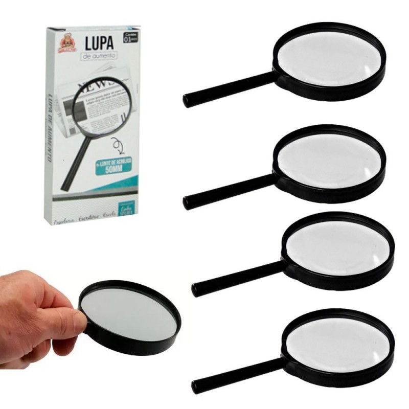 Kit 4 Lupas De Aumento Manual Com Lente De Acrílico 50mm