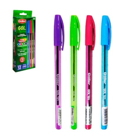 Kit 12 Canetas Coloridas Esferográfica 1.0mm Atacado
