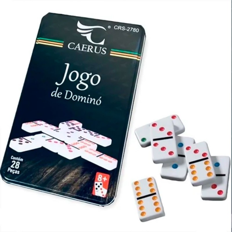Jogo De Dominó 28 Peças Com Estojo Caerus