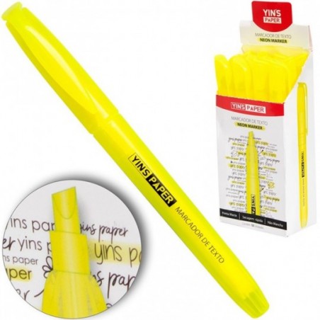 Kit 12 Marcador de Texto Neon Marker Amarelo - Atacado