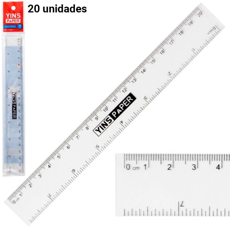 Kit 20 Réguas Plásticas 20cm No Atacado