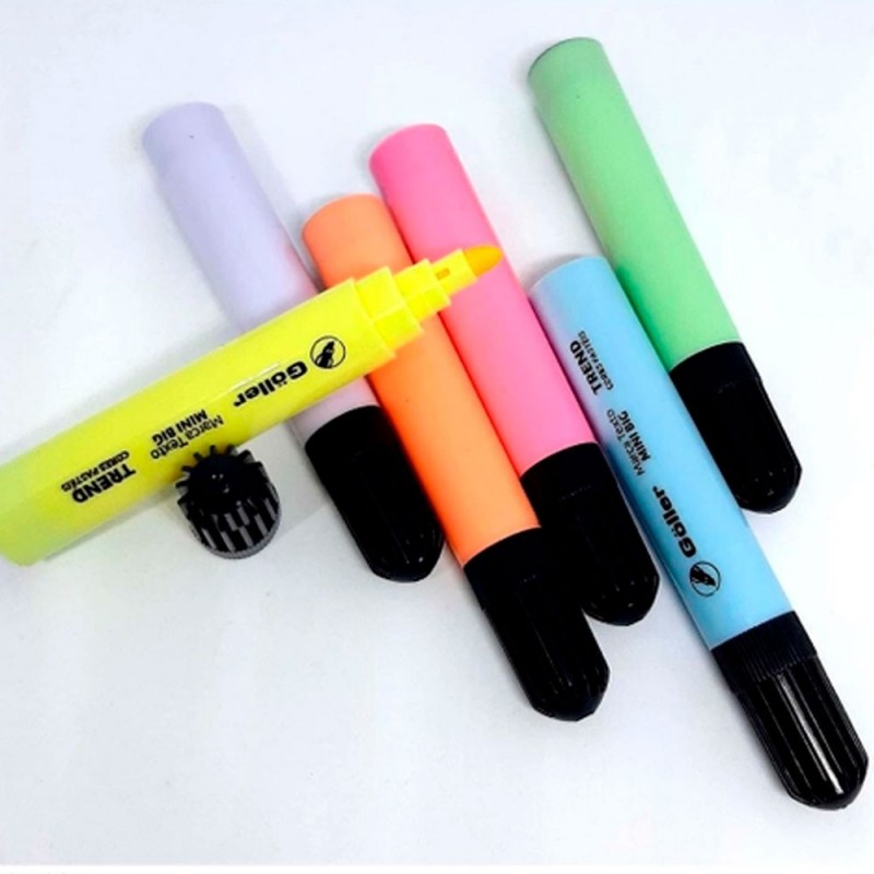Kit 2 Marca Texto Mini Big Cores Pastéis 6 Peças Uso Escolar