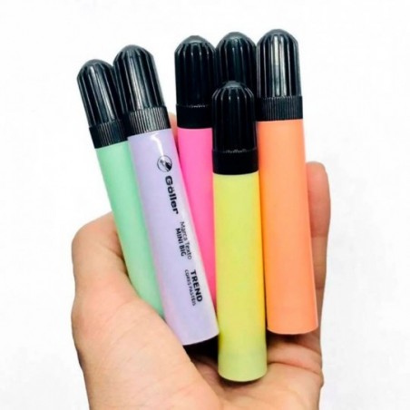 Kit 2 Marca Texto Mini Big Cores Pastéis 6 Peças Uso Escolar