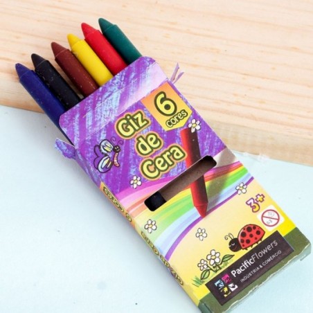 Kit 12 Caixas de Giz de Cera 6 Cores