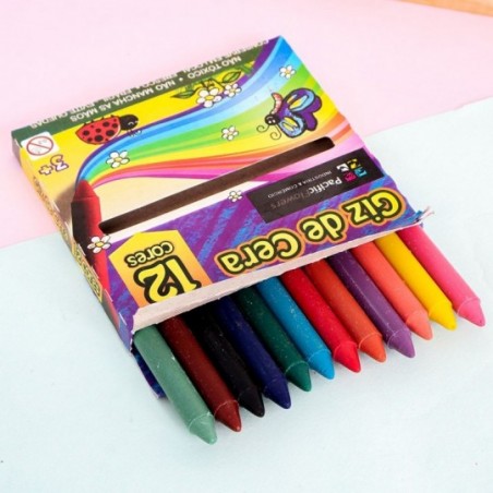 Kit 6 Caixas Giz de Cera 12 Cores