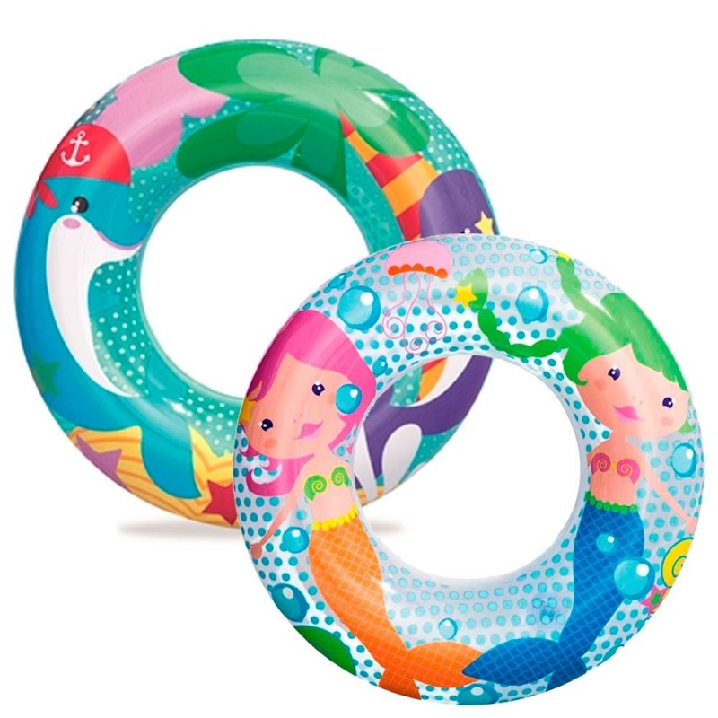 Kit 2 Bóias Infantil Circular Inflável Estampas Fundo Do Mar