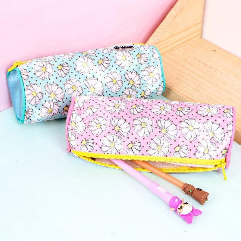 Kit 2 Estojos Escolar Estampa Flores Feminino