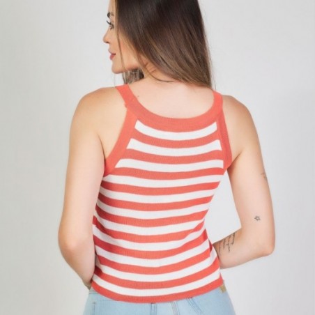 Blusa Femininas Listrada Modelo De Alça Tecido Modal