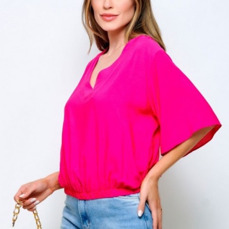 Blusa Feminina Lisa Com Manga Verão Gola V 