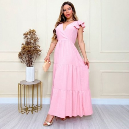 Vestido Longo Três Marias Feminino Luxo Com Decote V