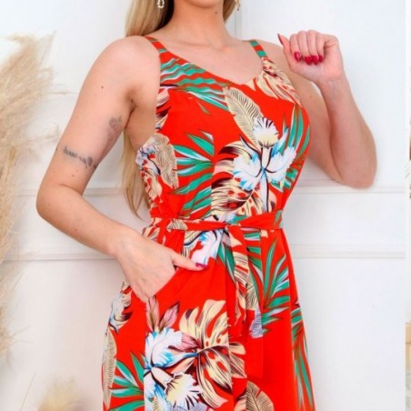 Macaquinho Estampado Acinturado Feminino Com Cinto