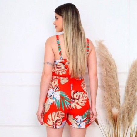 Macaquinho Estampado Acinturado Feminino Com Cinto