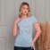 Blusa T-Shirt Feminina Manga Curta Com Strass