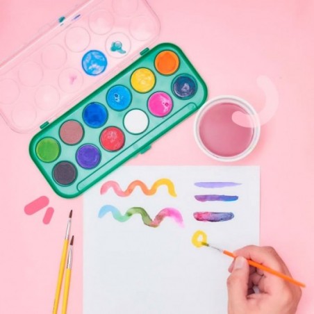 Kit 2 Conjuntos de Aquarela 12 Cores Com Pincel Leo & Leo